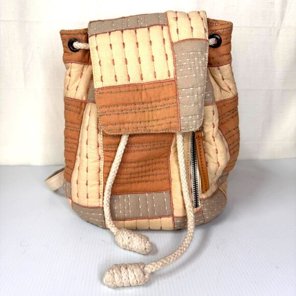 UNIVERSAL THREAD Mini Backpack Quilted Patchwork Neutral Boho Festival Farmhouse - Picture 1 of 7